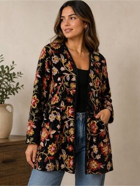 Wise Lucid Embroidered Floral Jacket/dress Size M NWT